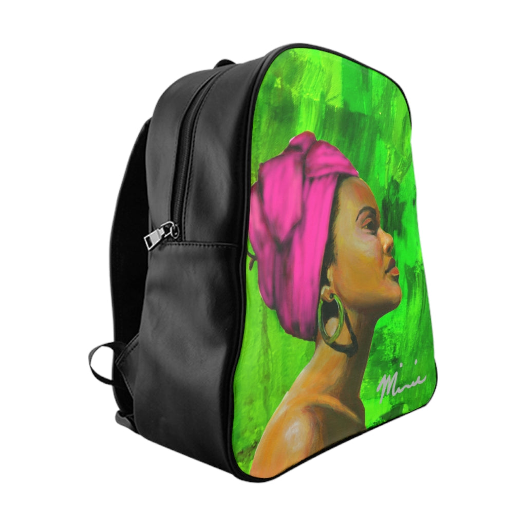 Pink and 2024 green backpack