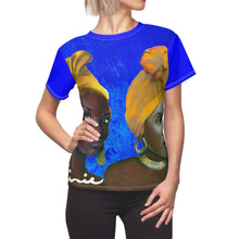 Load image into Gallery viewer, Blue and Gold Women's AOP Cut & Sew Tee