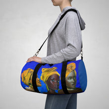 Load image into Gallery viewer, Blue and Gold Sisterhood Duffel Bag