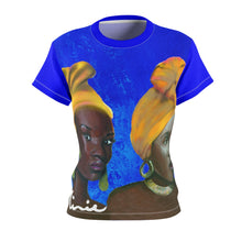 Load image into Gallery viewer, Blue and Gold Women's AOP Cut & Sew Tee