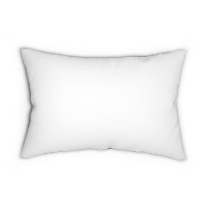 Red and White Spun Polyester Lumbar Pillow