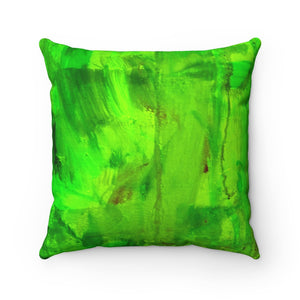Green Abstract Spun Polyester Square Pillow