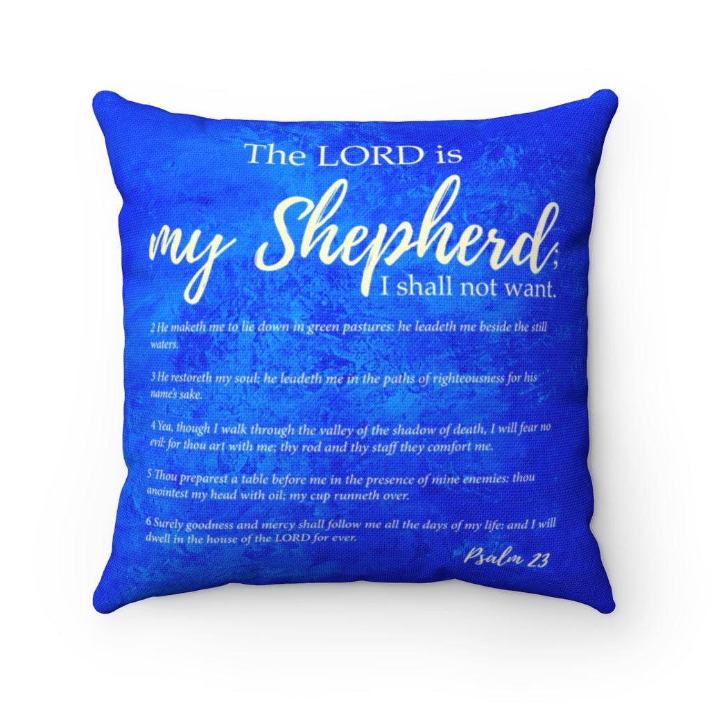 Psalm 23  Blue Square Pillow