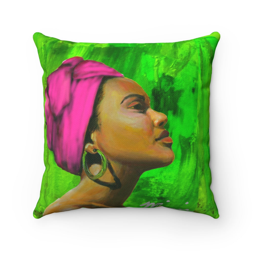Pink and Green 1 - Square Pillow