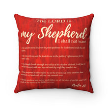 Load image into Gallery viewer, Psalm 23  Red Square Pillow
