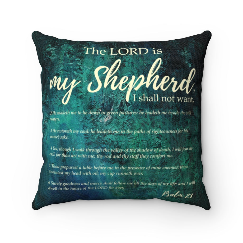 Psalm 23 Blue Mountain Abstract  Spun Polyester Square Pillow