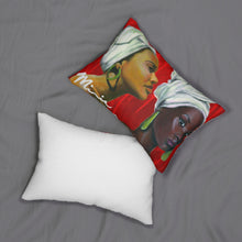 Load image into Gallery viewer, Red and White Spun Polyester Lumbar Pillow

