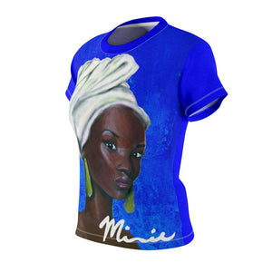 Blue and White Women's AOP Cut & Sew Tee